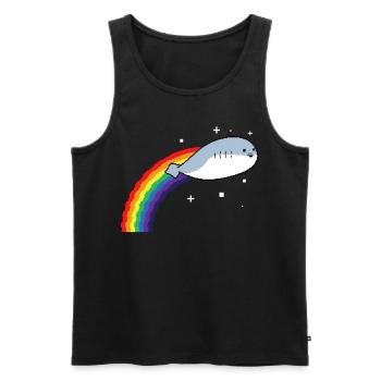 Sacabambaspis Fish Meme Pixel Rainbow - Men's Premium Organic Tank Top - black - Front - AI Model Male 178 light (178cm)
