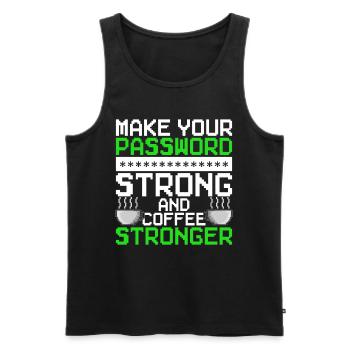 Ethical Hacker Password Strong Coffee Stronger - Männer Premium Bio Tank Top - Schwarz - Vorne - Michal (187cm)