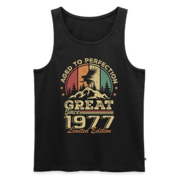 Jahrgang 1977 Geburtstag - 1977 Retro Geschenkidee - Männer Premium Bio Tank Top - Schwarz - Vorne - AI Model Male 178 light (178cm)