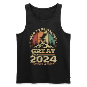 Vintage Birthday 2024 - Retro Gift Idea 2024 - Men's Premium Organic Tank Top - black - Front - Michal (187cm)