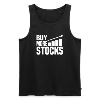 Kauft mehr Aktien - Männer Premium Bio Tank Top - Schwarz - Vorne - AI Model Male 178 light (178cm)