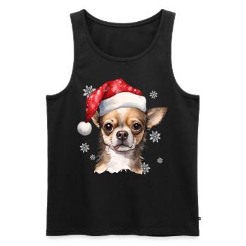 Cute Chihuahua In Santa Hat Pets Christmas Winter - Männer Premium Bio Tank Top - Schwarz - Vorne - Michal (187cm)