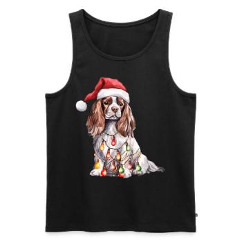 Cavalier King Charles Spaniel Dog Santa Hat Christ - Männer Premium Bio Tank Top - Schwarz - Vorne - Michal (187cm)