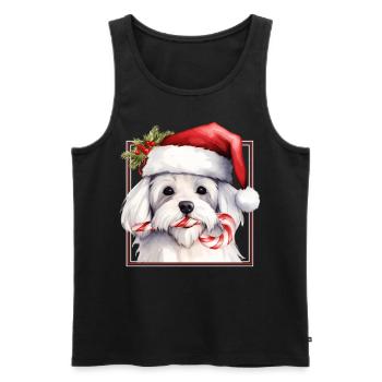 Cute Maltese Dog Christmas Candy Cane Pets Xmas Ho - Männer Premium Bio Tank Top - Schwarz - Vorne - Michal (187cm)