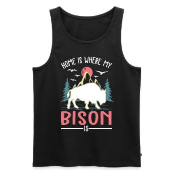 La maison est là où se trouve mon buffle - Débardeur bio Premium Homme - noir - Devant - Michal (187cm)