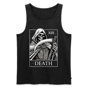 Carte de tarot de la mort de Santa Muerte Dia De Los Muertos - Débardeur bio Premium Homme - noir - Devant - AI Model Male 178 light (178cm)