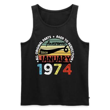 Awesome Since January 1974 Vintage 50 ans Birthday - Débardeur bio Premium Homme - noir - Devant - Michal (187cm)