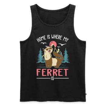 La maison, c’est là où est mon furet - Débardeur bio Premium Homme - noir - Devant - Michal (187cm)