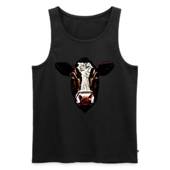 Kuh Bauernhof Motiv Aufdruck - Männer Premium Bio Tank Top - Schwarz - Vorne - AI Model Male 178 light (178cm)