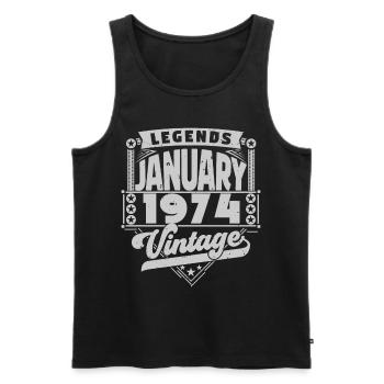 Jahrgangsjubiläum Januar 1974, Januar 1974. - Männer Premium Bio Tank Top - Schwarz - Vorne - Michal (187cm)