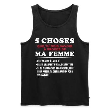 Humour Couple Jalousie Cadeau Amoureux Copain - Débardeur bio Premium Homme - noir - Devant - Michal (187cm)