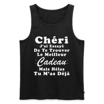 Cadeau Chéri Saint Valentin Amour Couple Humour - Débardeur bio Premium Homme - noir - Devant - Michal (187cm)