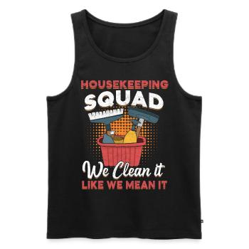 Housekeeping Squad - Men's Premium Organic Tank Top - black - Front - AI Model Male 178 light (178cm)