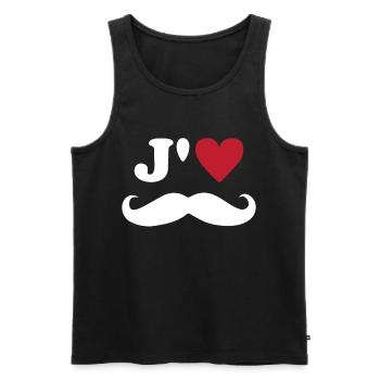 J'aime la moustache Saint Valentin Mari Papa Amour - Débardeur bio Premium Homme - noir - Devant - Michal (187cm)