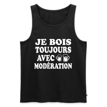 Je Bois Toujours Avec Modération Humour Apéro - Débardeur bio Premium Homme - noir - Devant - Michal (187cm)