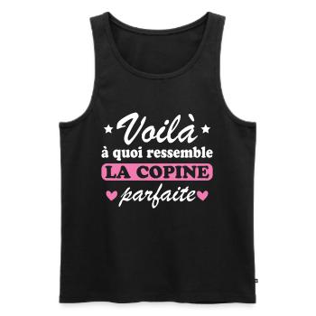 Femme La Copine Parfaite Amour Amitié Humour - Débardeur bio Premium Homme - noir - Devant - Michal (187cm)