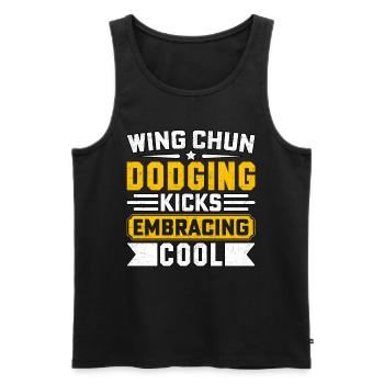 Wing Chun dodging kicks embracing cool - Men's Premium Organic Tank Top - black - Front - Michal (187cm)
