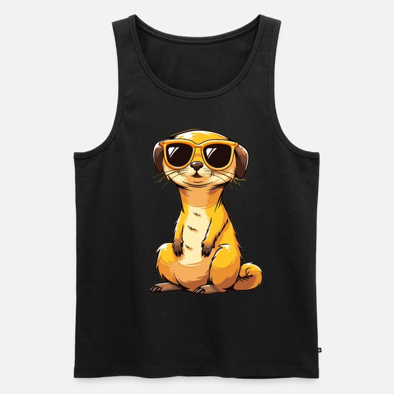Erdmännchen Mit Sonnenbrille Meerkat - Männer Premium Bio Tank Top - Schwarz