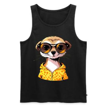 Erdmännchen Mit Sonnenbrille Meerkat - Männer Premium Bio Tank Top - Schwarz - Vorne - AI Model Male 178 light (178cm)