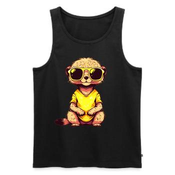 Erdmännchen Mit Sonnenbrille Meerkat - Männer Premium Bio Tank Top - Schwarz - Vorne - AI Model Male 178 light (178cm)