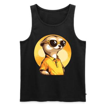 Erdmännchen Mit Sonnenbrille Meerkat - Männer Premium Bio Tank Top - Schwarz - Vorne - AI Model Male 178 light (178cm)