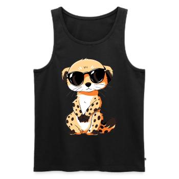 Suricate avec lunettes de soleil Suricate - Débardeur bio Premium Homme - noir - Devant - Michal (187cm)