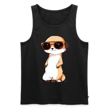 Erdmännchen Mit Sonnenbrille Meerkat - Männer Premium Bio Tank Top - Schwarz - Vorne - AI Model Male 178 light (178cm)