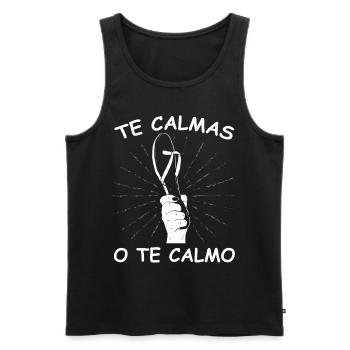 Te Calmas O Te Calmo La Chancla Mexico Puerto Rico - Men's Premium Organic Tank Top - black - Front - AI Model Male 178 light (178cm)