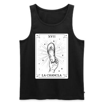 La Chancla Survivor Tarot Card Mexico Puerto Rico - Men's Premium Organic Tank Top - black - Front - AI Model Male 178 light (178cm)