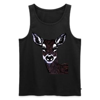 Rothirsch Tiergesicht Waldtier Motiv - Männer Premium Bio Tank Top - Schwarz - Vorne - Michal (187cm)