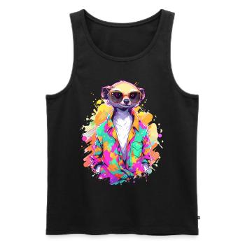 Suricate cool Sarfari amoureux de l’Afrique - Débardeur bio Premium Homme - noir - Devant - AI Model Male 178 light (178cm)