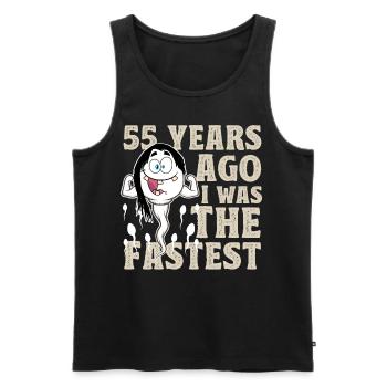 55e anniversaire dictons drôles - Débardeur bio Premium Homme - noir - Devant - Michal (187cm)