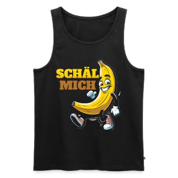 Freche Banane - Schäl mich - Männer Premium Bio Tank Top - Schwarz - Vorne - Michal (187cm)