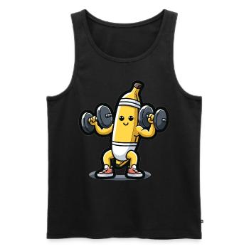 Workout Banana: Fitness Fun - Men's Premium Organic Tank Top - black - Front - AI Model Male 178 light (178cm)
