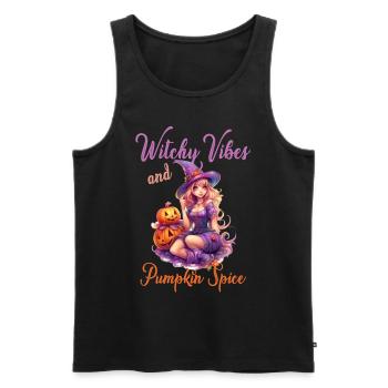 Witchy Vibes And Pumpkin Spice Beautiful Witch Gir - Männer Premium Bio Tank Top - Schwarz - Vorne - Michal (187cm)