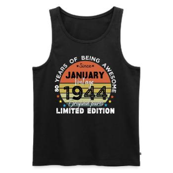 80 Jahre alt Baujahr 1944 Jahrgang Januar 1944 - Männer Premium Bio Tank Top - Schwarz - Vorne - Michal (187cm)
