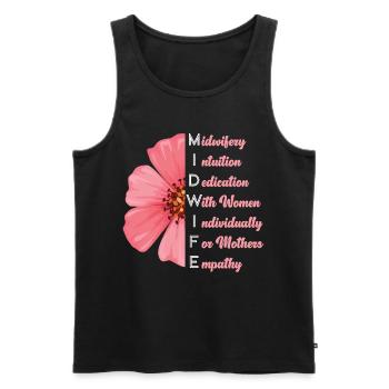 Infirmière sage-femme accoucheuse - Débardeur bio Premium Homme - noir - Devant - Michal (187cm)