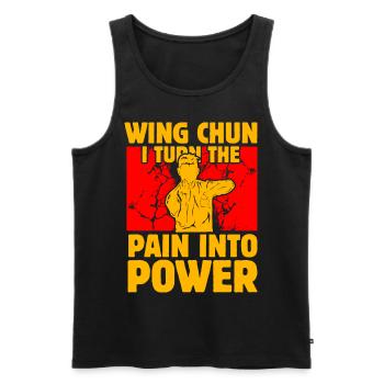 Wing Chun : Je transforme la douleur en Puissance - Débardeur bio Premium Homme - noir - Devant - AI Model Male 178 light (178cm)