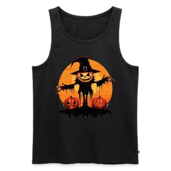 Halloween Scarecrow Full Moon Pumpkin Creepy - Männer Premium Bio Tank Top - Schwarz - Vorne - AI Model Male 178 light (178cm)