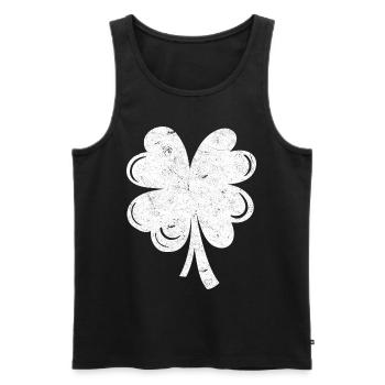 White four-leaf clover - Men's Premium Organic Tank Top - black - Front - Michal (187cm)