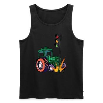 Il faut que les feux tricolores disparaissent ! Feu tricolore pour tracteurs béliers - Débardeur bio Premium Homme - noir - Devant - AI Model Male 178 light (178cm)