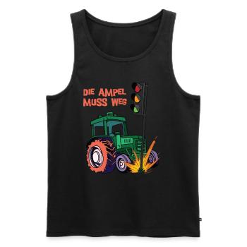 Die Ampel muss weg! Traktor rammt Ampel - Männer Premium Bio Tank Top - Schwarz - Vorne - Michal (187cm)