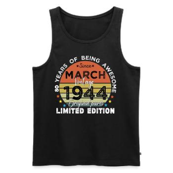 80 Jahre alt Baujahr 1944 Jahrgang März 1944 - Männer Premium Bio Tank Top - Schwarz - Vorne - Michal (187cm)