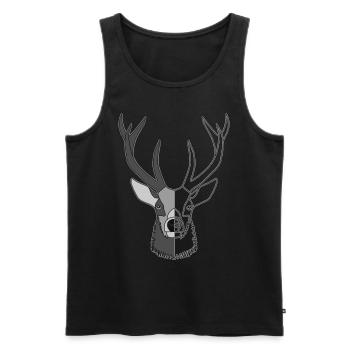 Rothirsch Geweih mit Hirschgeweih - Männer Premium Bio Tank Top - Schwarz - Vorne - Michal (187cm)