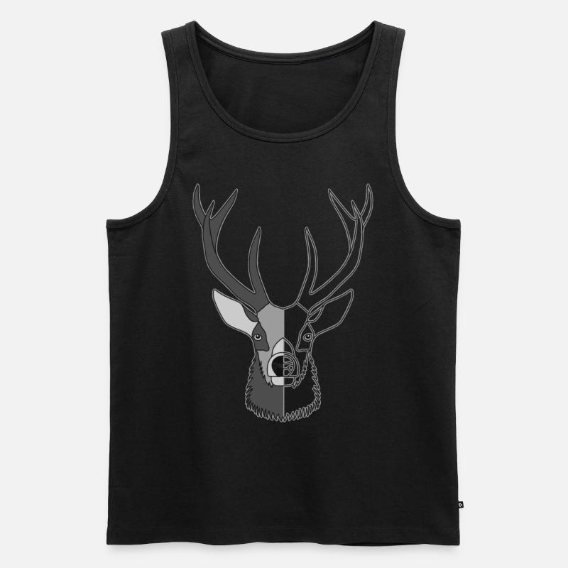 Rothirsch Geweih mit Hirschgeweih - Männer Premium Bio Tank Top - Schwarz
