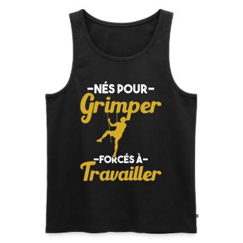 Né Pour Grimper Escaladeur Humour Cadeau - Débardeur bio Premium Homme - noir - Devant - Michal (187cm)