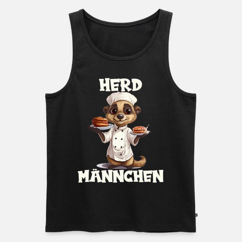 Erdmännchen kochen Koch Kochmütze Herdmännchen - Männer Premium Bio Tank Top - Schwarz