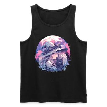 Moon Witch Cat Cute Creepy Witchcraft Kawaii Paste - Männer Premium Bio Tank Top - Schwarz - Vorne - Michal (187cm)