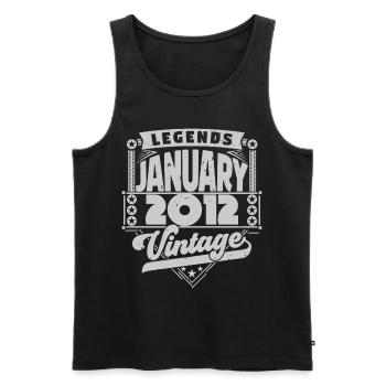 Jahrgang Geburtstag Januar 2012, Januar 2012. - Männer Premium Bio Tank Top - Schwarz - Vorne - AI Model Male 178 light (178cm)