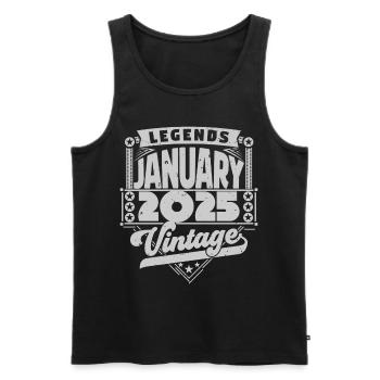 Vintage-Geburtstag Januar 2025, Januar 2025. - Männer Premium Bio Tank Top - Schwarz - Vorne - Michal (187cm)